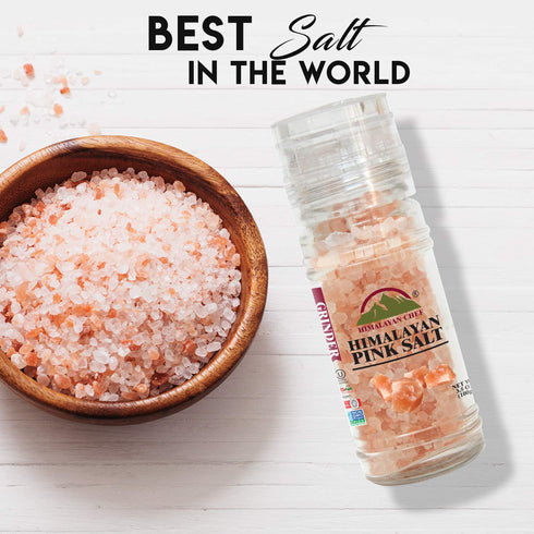 Himalayan Salt and Pepper Grinder Set with Stainless Steel Rack 5.3oz | HIMALAYAN CHEF